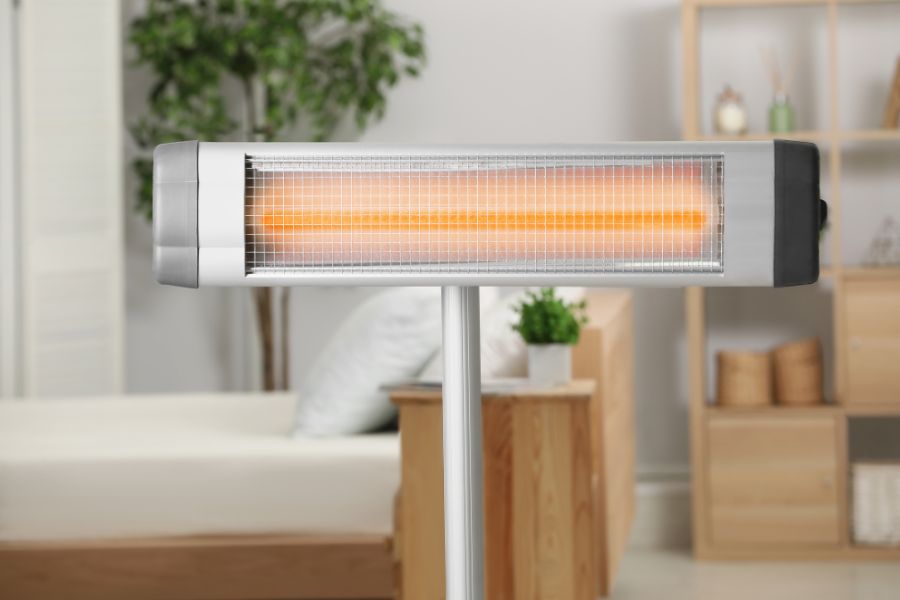 An infrared heater in a cozy room