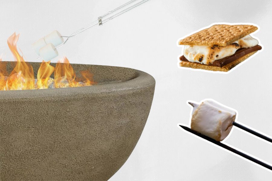 Concept of Roasting Marshmallows on a Propane Fire Pit