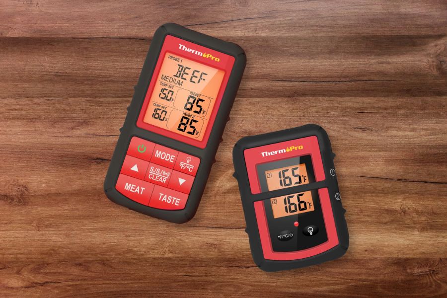 ThermoPro TP20 thermometer on wooden table
