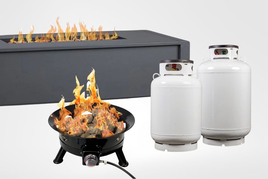 Portable and permanent propane fire pit and propane tank