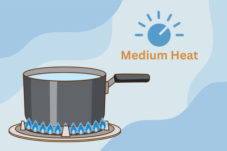 Concept of medium heat on stove