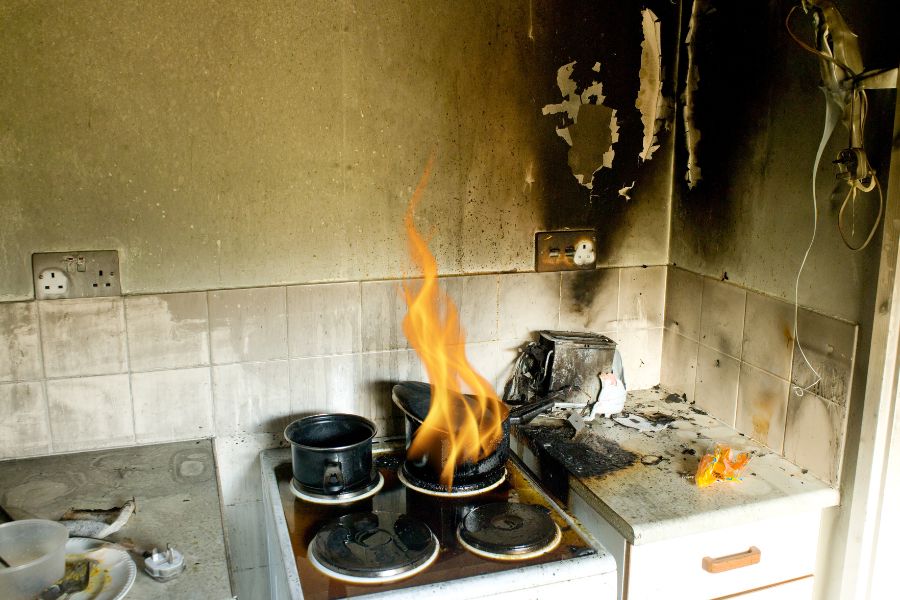Electric stove catches fire and explodes