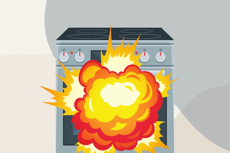 Concept of electric stove explosion