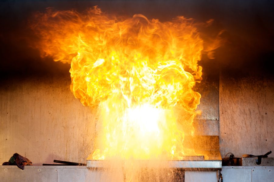 Gas stove explosion in the kitchen