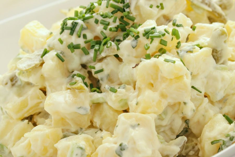 Fresh potato salad side in dish