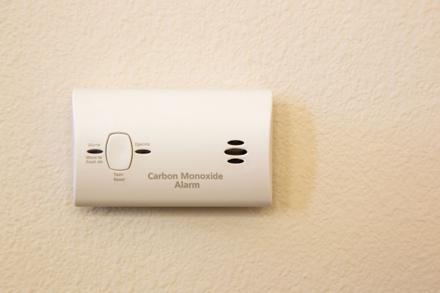 Carbon monoxide alarm installed on the wall