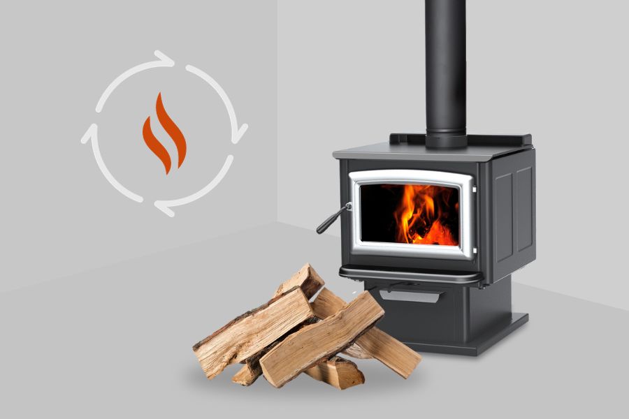 Concept of heat from wood stove circulation