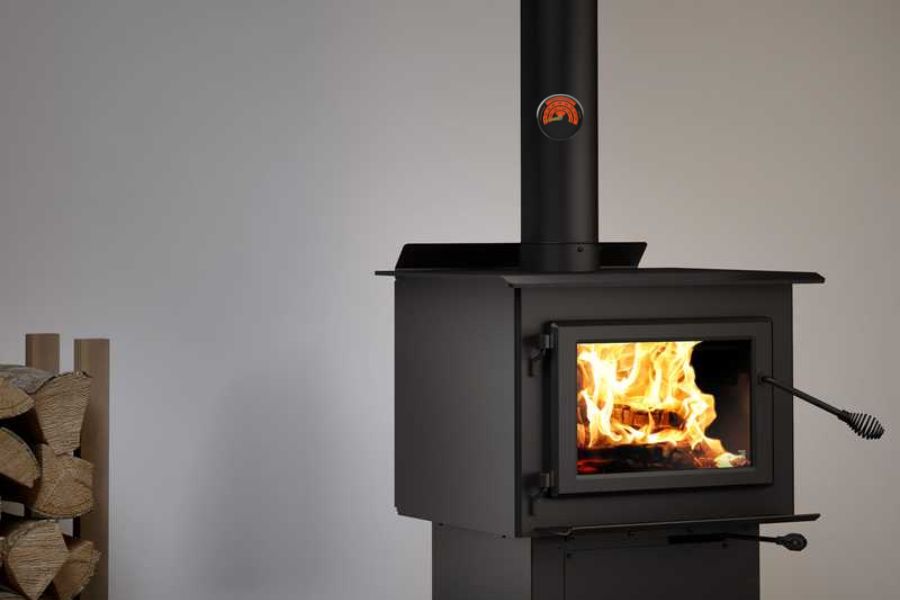 Wood stove with stovepipe thermometer