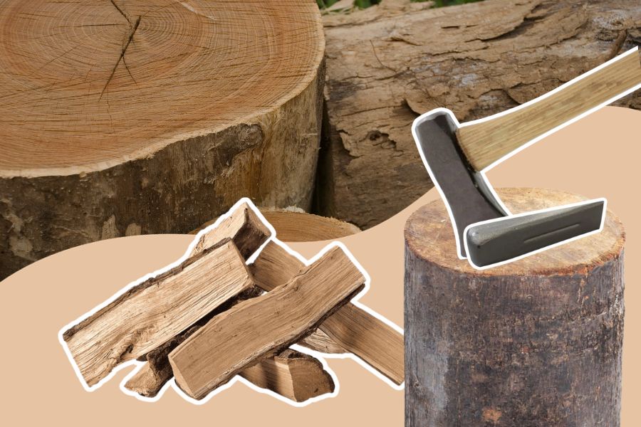 Concept of Splitting Wood with a Wedge