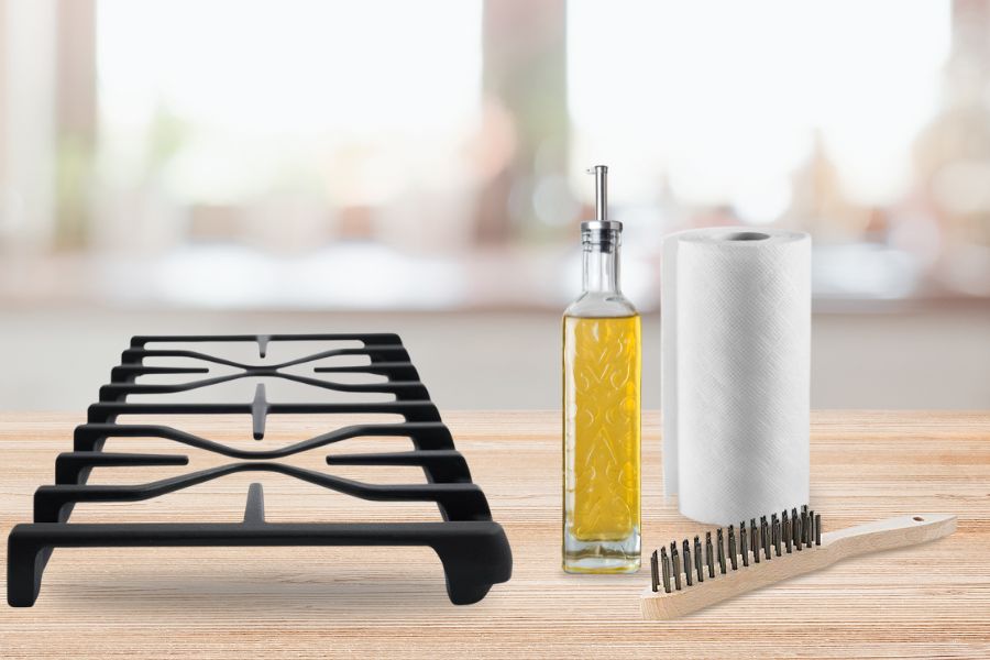 Tools and materials for seasoning gas stove grates