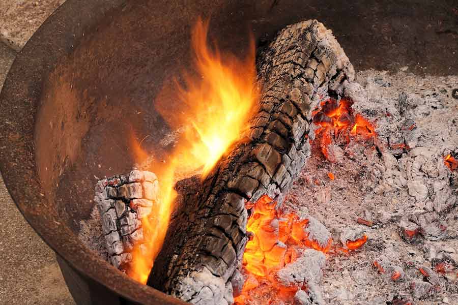 Burning wood in stove