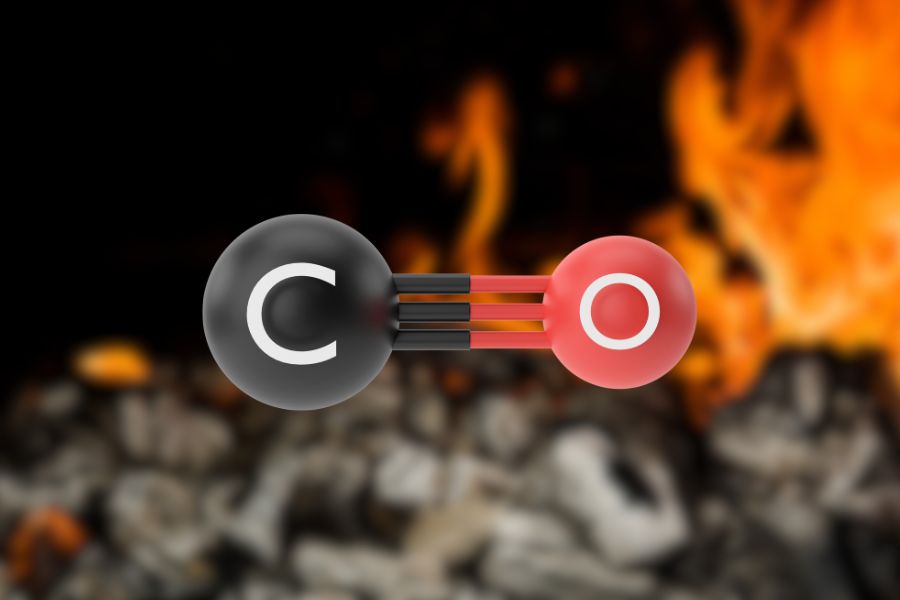 Concept of carbon monoxide from burning charcoal