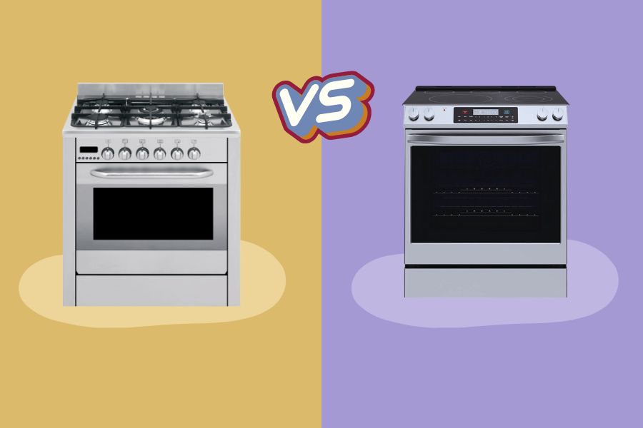 Concept of gas and electric stove comparison
