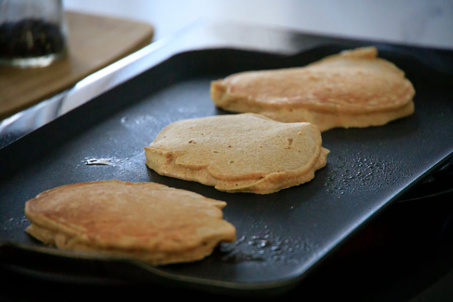 Pancakes on griddle on glass top stove