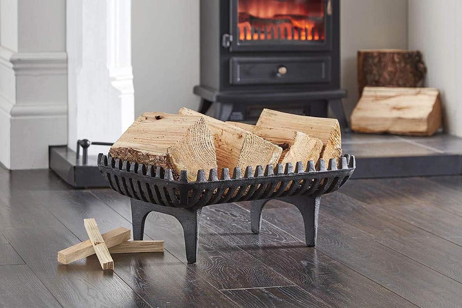 Grates with logs for wood-burning fireplace