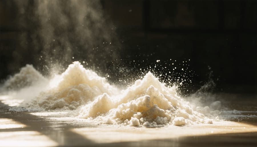 Dust particles illuminated by sunbeam in home interior