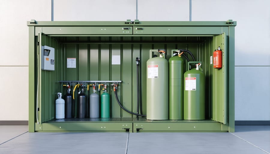 Secure outdoor fuel storage cabinet with ventilation