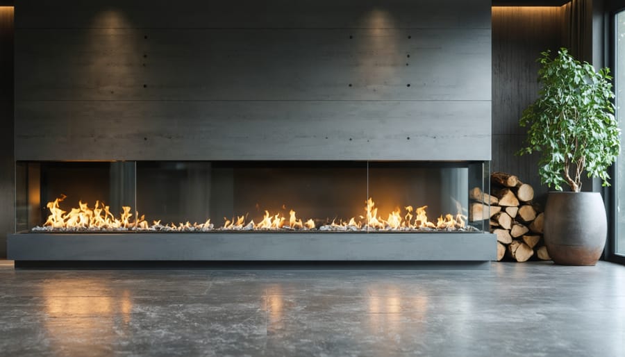 Contemporary glass fireplace doors with minimalist design