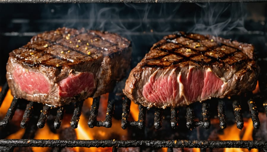 Grilled steaks demonstrating cooking performance across Weber Q series models
