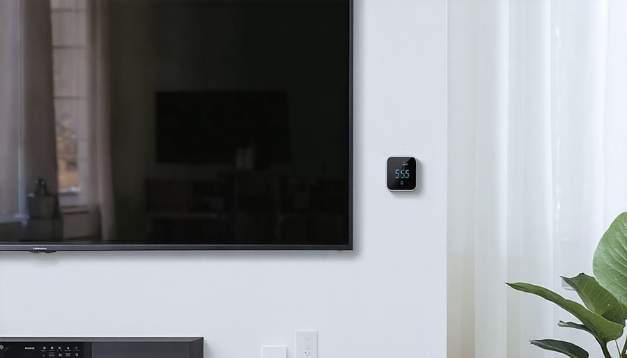Modern white Z-Wave temperature sensor mounted on interior wall