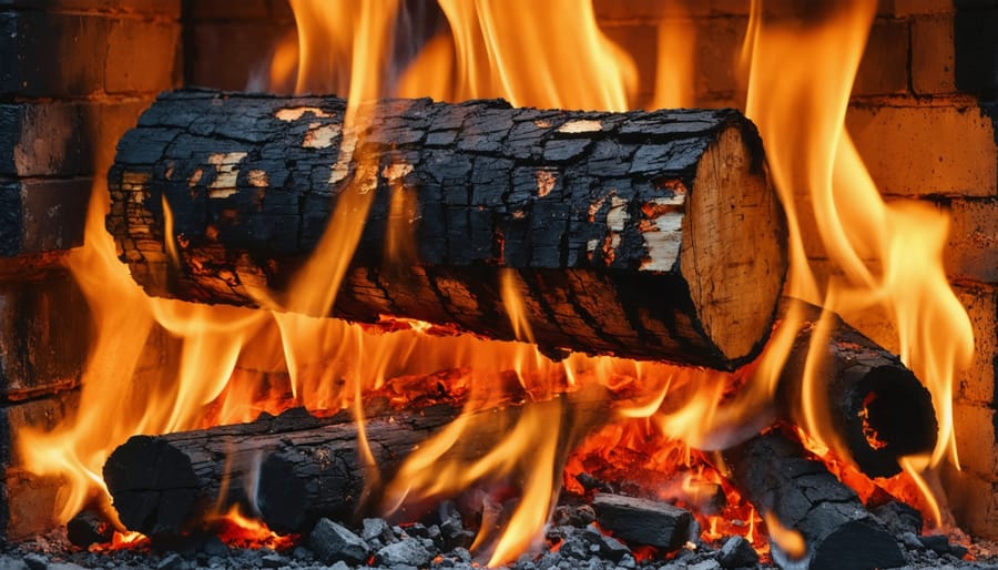 Interior chimney walls showing dangerous creosote buildup from poor-quality fuel