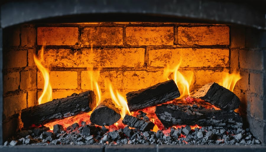 Close-up view of dangerous creosote buildup coating the inside of a wood stove flue pipe