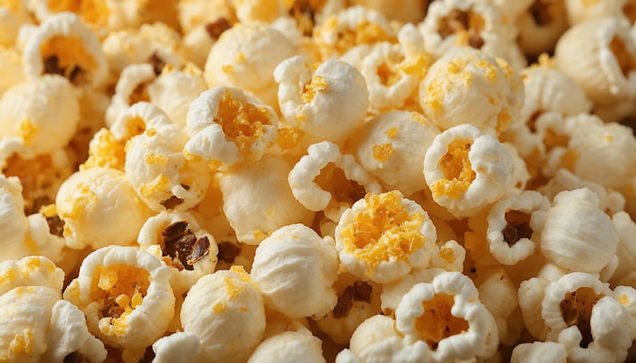 Interior of dirty popcorn popper showing oil buildup and burnt kernel residue