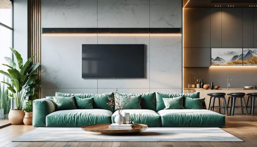 Person adjusting temperature on modern wall-mounted electric infrared heater panel