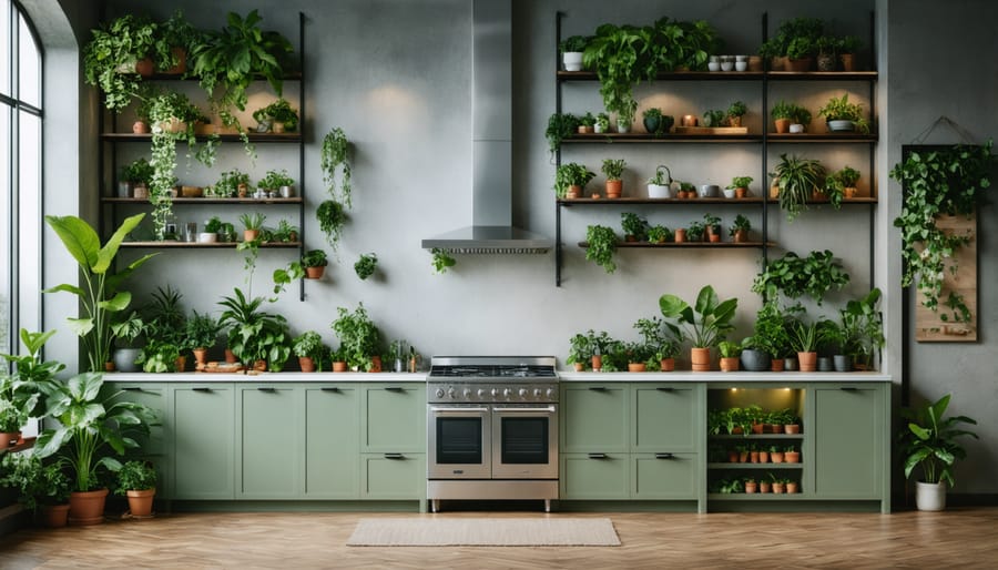 Modern energy-efficient kitchen with contemporary appliances and LED lighting