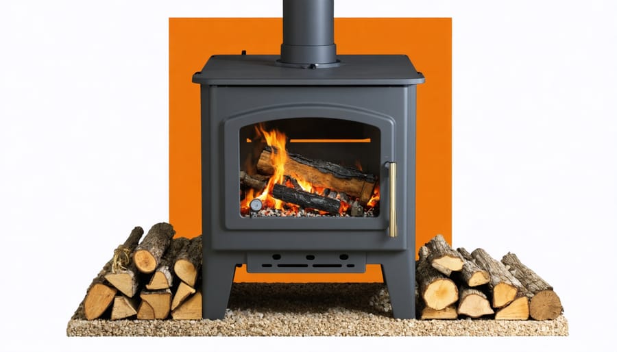 Close-up view of pellet stove internal electrical components and auger mechanism