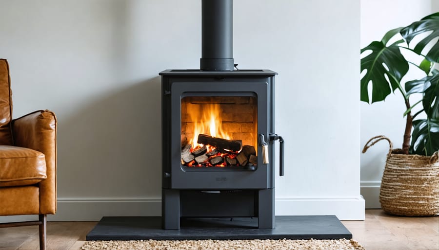 Homeowner performing routine maintenance and cleaning on pellet stove