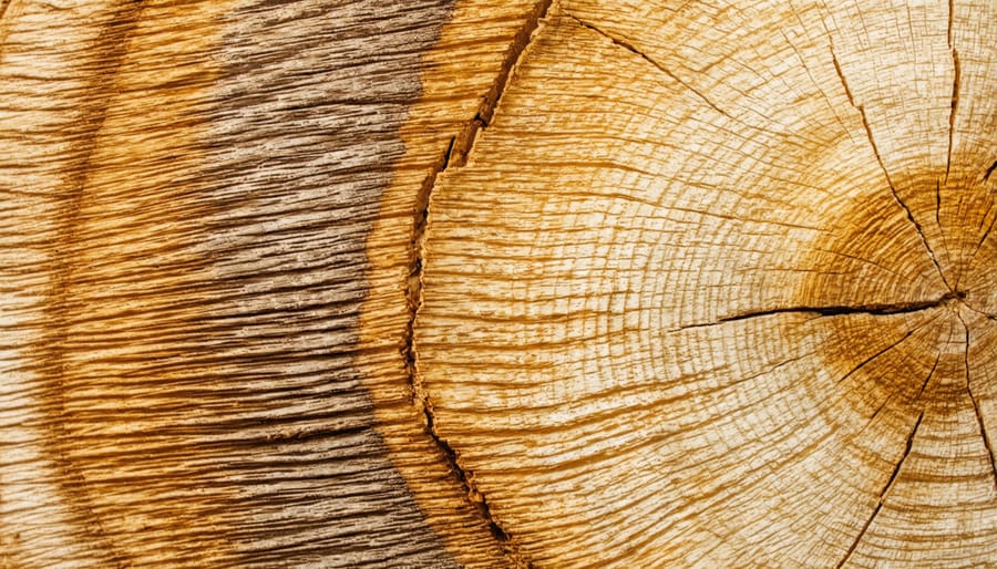 Close-up of stacked premium kiln-dried hardwood logs showing wood grain texture