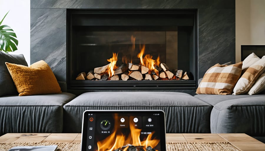 Well-appointed fireplace room showing proper temperature hydrometer placement for accurate monitoring