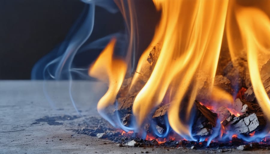 Thermocouple safety sensor positioned near gas burner flame on stove