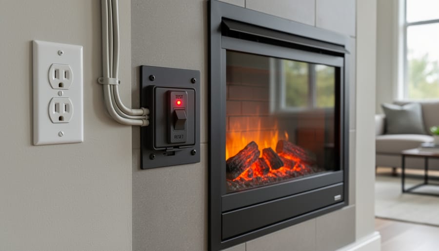 Close-up of electrician installing GFCI outlet with visible wiring