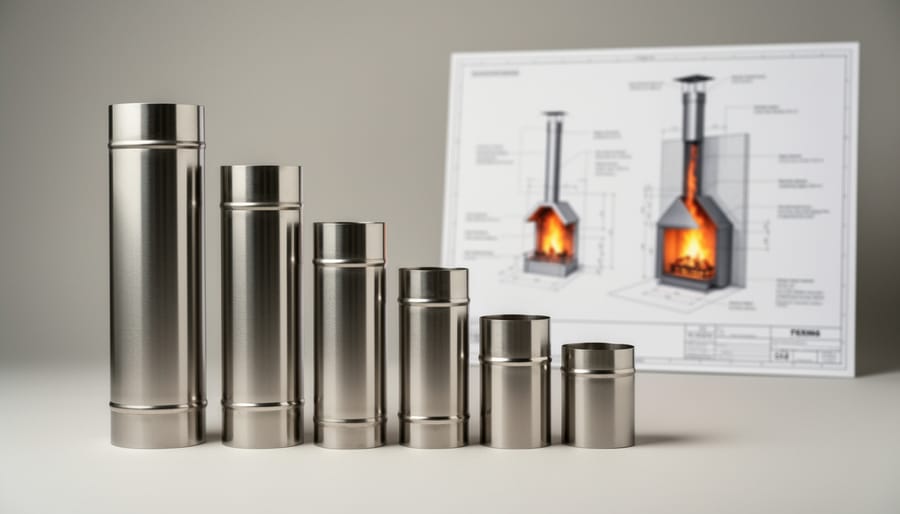 Stainless steel chimney liner inside clay tile flue