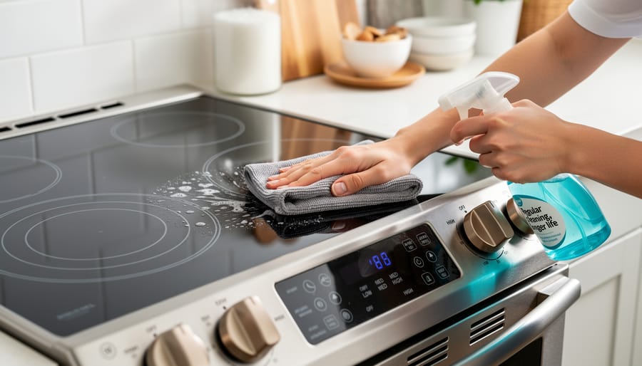 Clean electric stove burners and drip pans showing proper maintenance