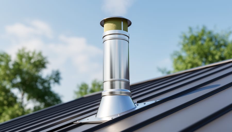 Insulated double-wall stainless steel chimney pipe showing internal insulation and quality construction