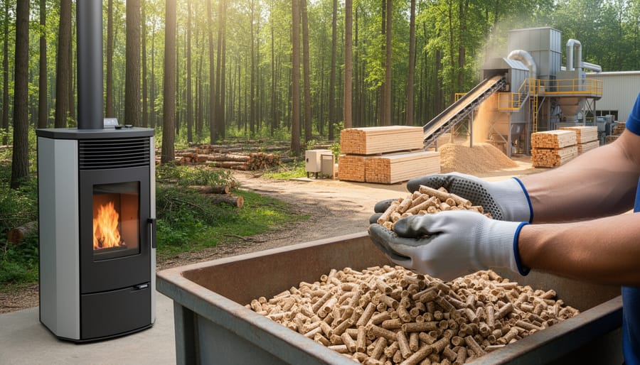 Sustainable forest with mixed hardwood and softwood trees