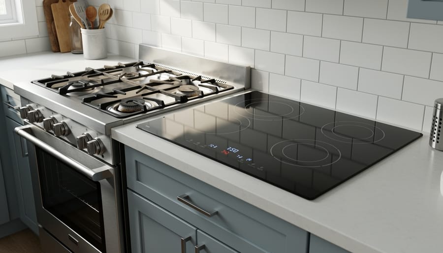 Side by side comparison of coil burner and glass ceramic electric stove tops
