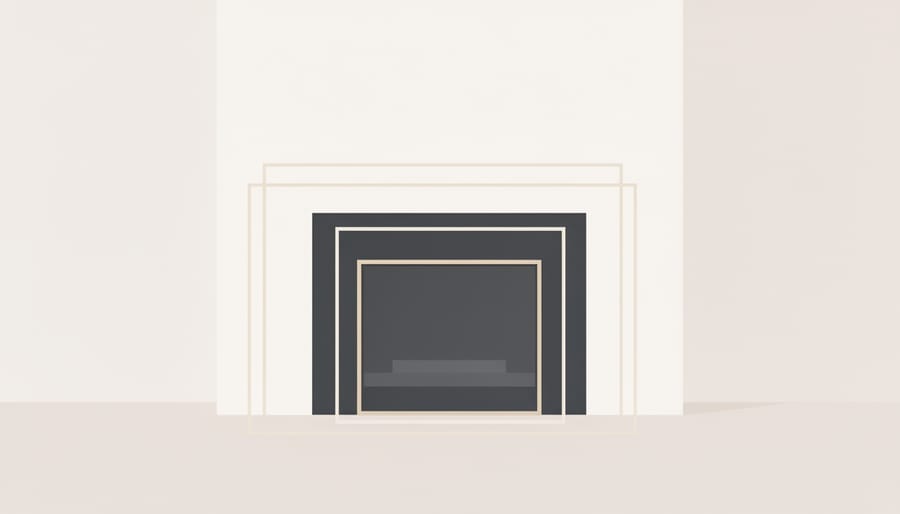 Electric fireplace insert positioned to fit into a prepared wall opening, showing alignment with surrounding trim.